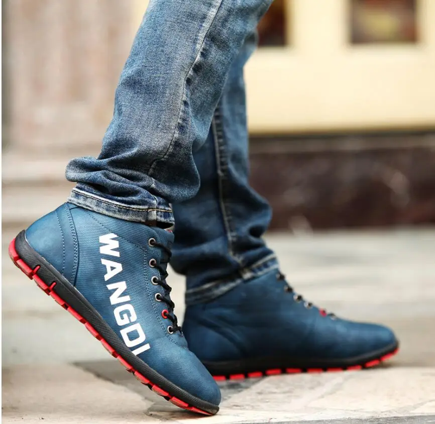 Мужские ботинки зимние botas masculina 2018 модные теплые ботильоны из искусственной кожи