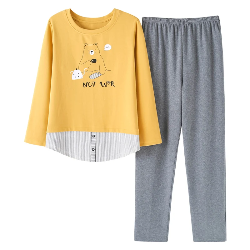 New Autumn Knitted Cotton Cartoon Couple Pajamas Set Long Sleeve Round Neck Cute Thin Casul Plus Size Lovers Sleepwear Nightwear
New Autumn Knitted Cotton Cartoon Couple Pajamas Set Long Sleeve Round Neck Cute Thin Casul Plus Size Lovers Sleepwear Nightwear