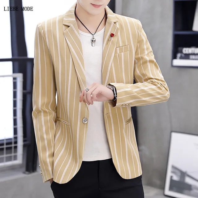 Mens Khaki Black White Striped Blazer Men Wedding Dress Suit Jacket Korean Fashion Men Groom Blazer Hombre
Mens Khaki Black White Striped Blazer Men Wedding Dress Suit Jacket Korean Fashion Men Groom Blazer Hombre