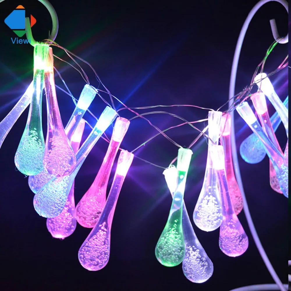 Viewi fairy lights 6M 30X Led droplet solar Power 4 colors Wedding Party Holiday christmas lights outdoor decoration lighting
Viewi fairy lights 6M 30X Led droplet solar Power 4 colors Wedding Party Holiday christmas lights outdoor decoration lighting