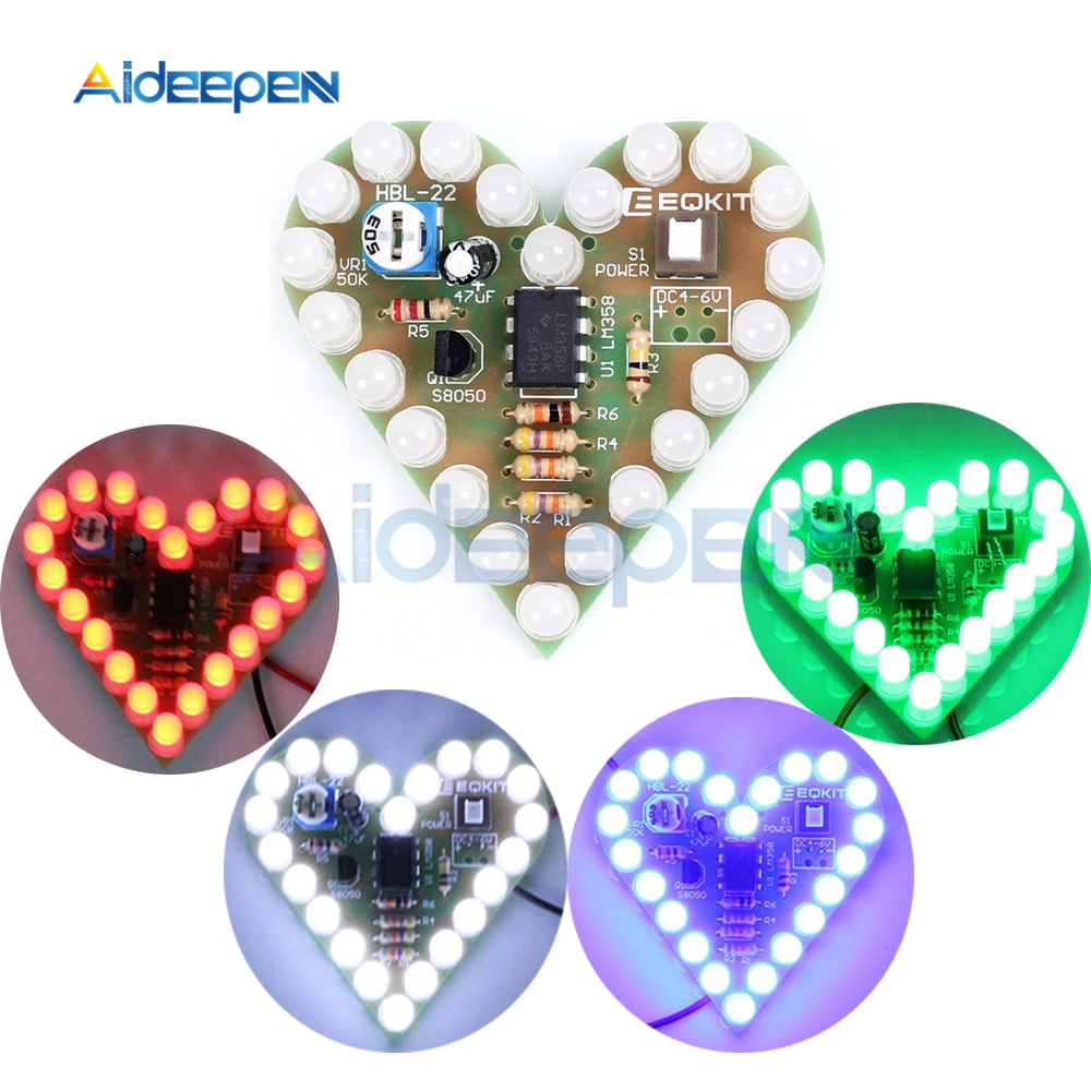 Heart Shape Breathing Lamp Kit DC 4V-6V Breathing LED Suite Red White Blue Green DIY Electronic Production for Learning DIY Kit
Heart Shape Breathing Lamp Kit DC 4V-6V Breathing LED Suite Red White Blue Green DIY Electronic Production for Learning DIY Kit
