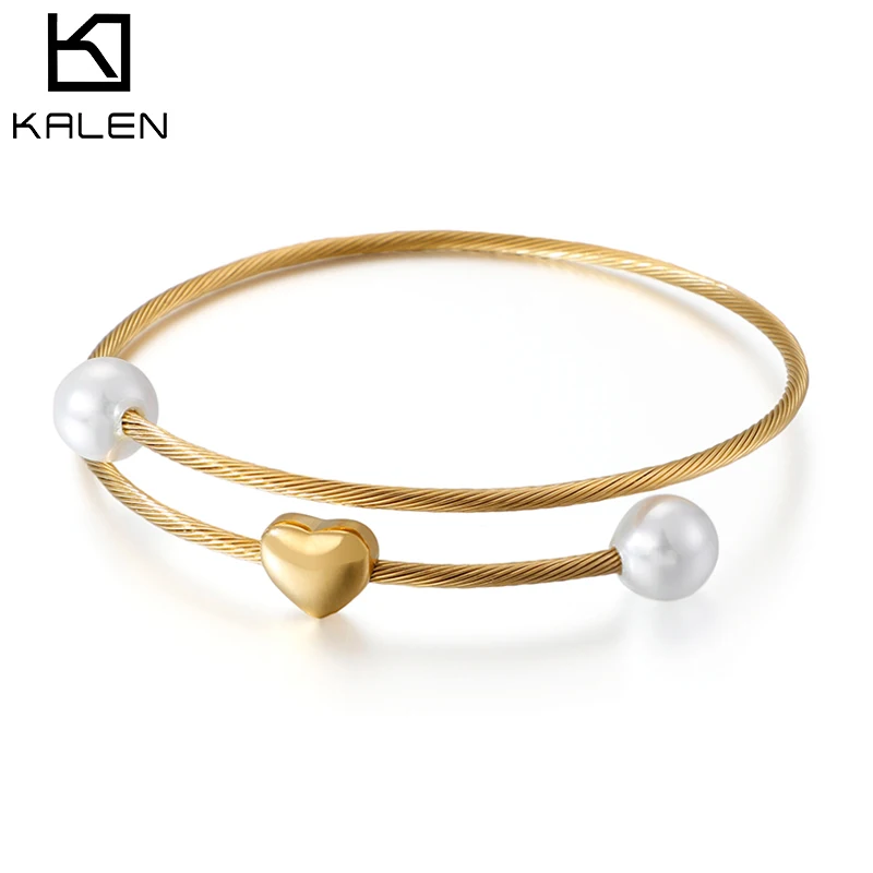 Kalen Fashion 3 Colors Bangles Bracelets For Women Romantic Heart Simulated-Pear & Stainless Steel Cuff Bangles Women Jewelry
Kalen Fashion 3 Colors Bangles Bracelets For Women Romantic Heart Simulated-Pear & Stainless Steel Cuff Bangles Women Jewelry