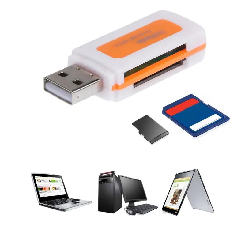 

Mini USB2.0 4 Card Slots Smart Card Reader SD/MMC TF MS M2 Multi Memory Cardreader for Computer PC Laptop