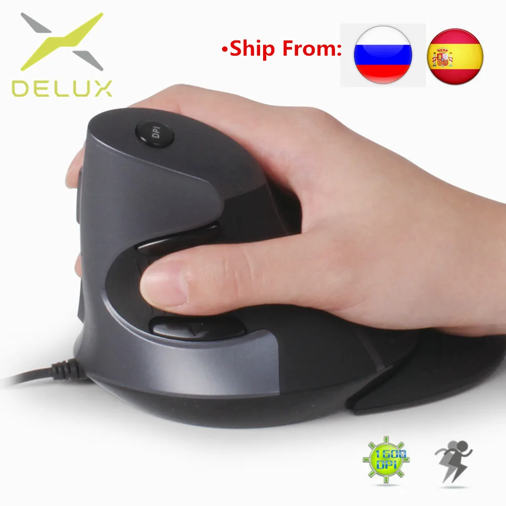 Delux M618 Ergonomic Office Vertical Wired Mouse 6 Buttons 600/1000/1600 DPI Optical Right Hand Mice with Wrist mat For Computer
Delux M618 Ergonomic Office Vertical Wired Mouse 6 Buttons 600/1000/1600 DPI Optical Right Hand Mice with Wrist mat For Computer