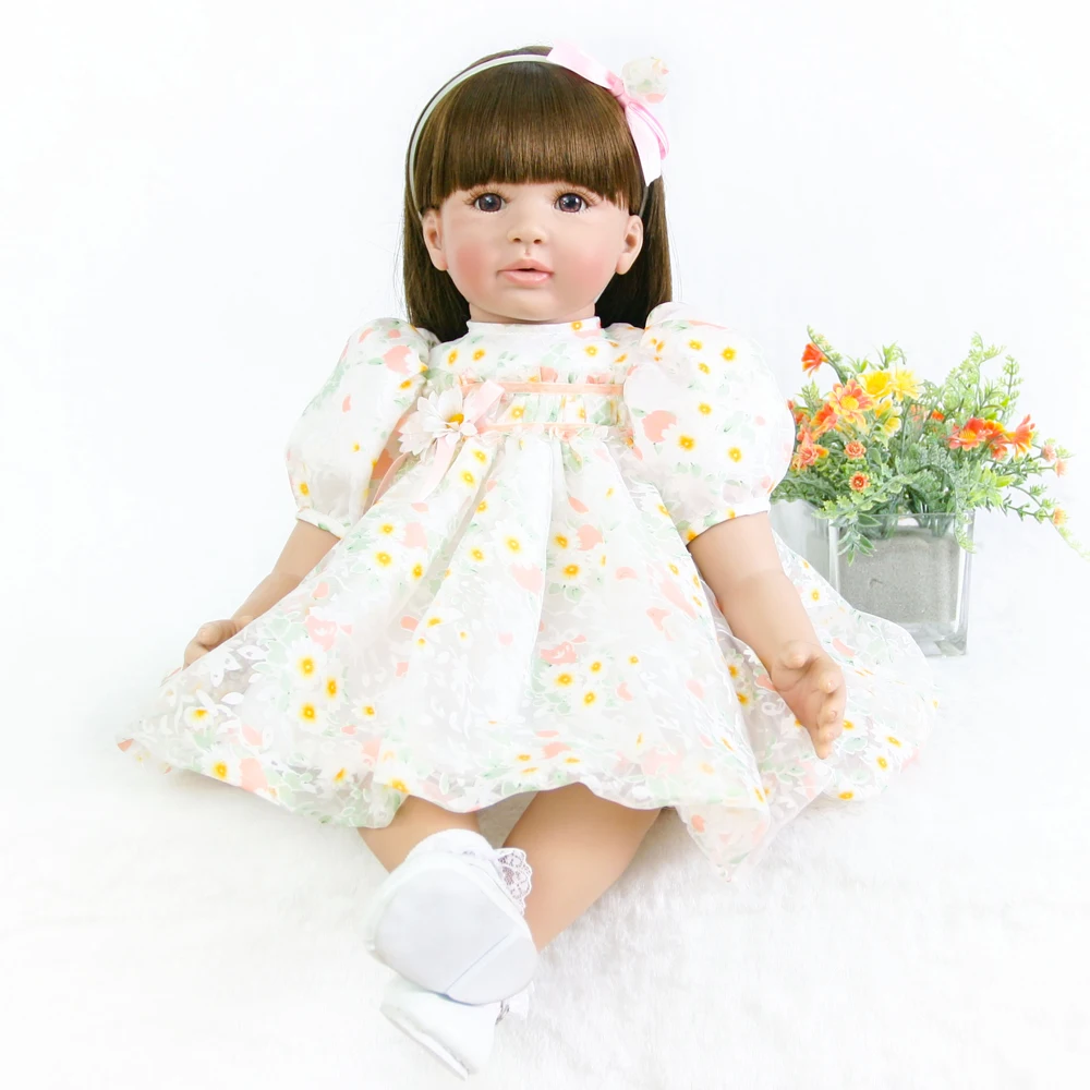 Cute daisy Lace princess dress Bonecas 60cm Silicone +cloth body Lifelike Baby newborn pink Headwear bebe reborn elsa dolls toy
Cute daisy Lace princess dress Bonecas 60cm Silicone +cloth body Lifelike Baby newborn pink Headwear bebe reborn elsa dolls toy
