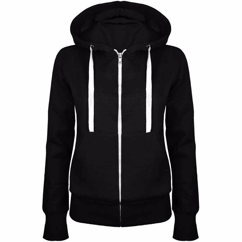 Solid Women Sweatshirt Hoodies Zipper Autumn Spring New Fashion Casual Black Hooded Sweatshirt Long Sleeve Coat Pullovers
Solid Women Sweatshirt Hoodies Zipper Autumn Spring New Fashion Casual Black Hooded Sweatshirt Long Sleeve Coat Pullovers