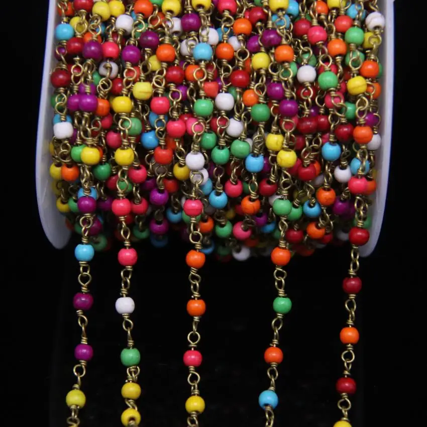 5Meter/lot,Multicolor Howlite 4mm Round Beads Rosary Chain,Mixed color Turquoises Brass Wire Wrapped Chains Necklace Bracelets
5Meter/lot,Multicolor Howlite 4mm Round Beads Rosary Chain,Mixed color Turquoises Brass Wire Wrapped Chains Necklace Bracelets