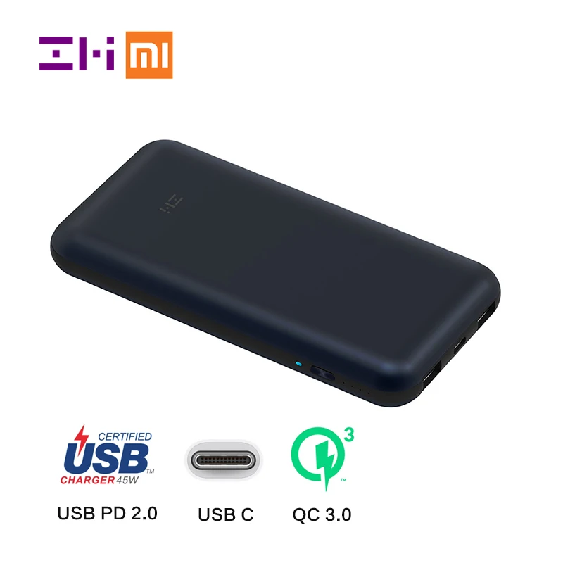 Внешний аккумулятор Xiaomi ZMI 15000 мАч портативное зарядное устройство с двумя usb
