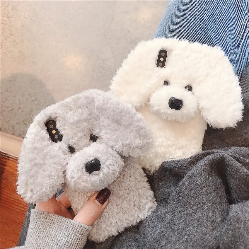 Плюшевый чехол для телефона Teddy Puppy doggie Iphone X XS XR 11 Pro MAX зимний мягкий теплый iphone8plus
