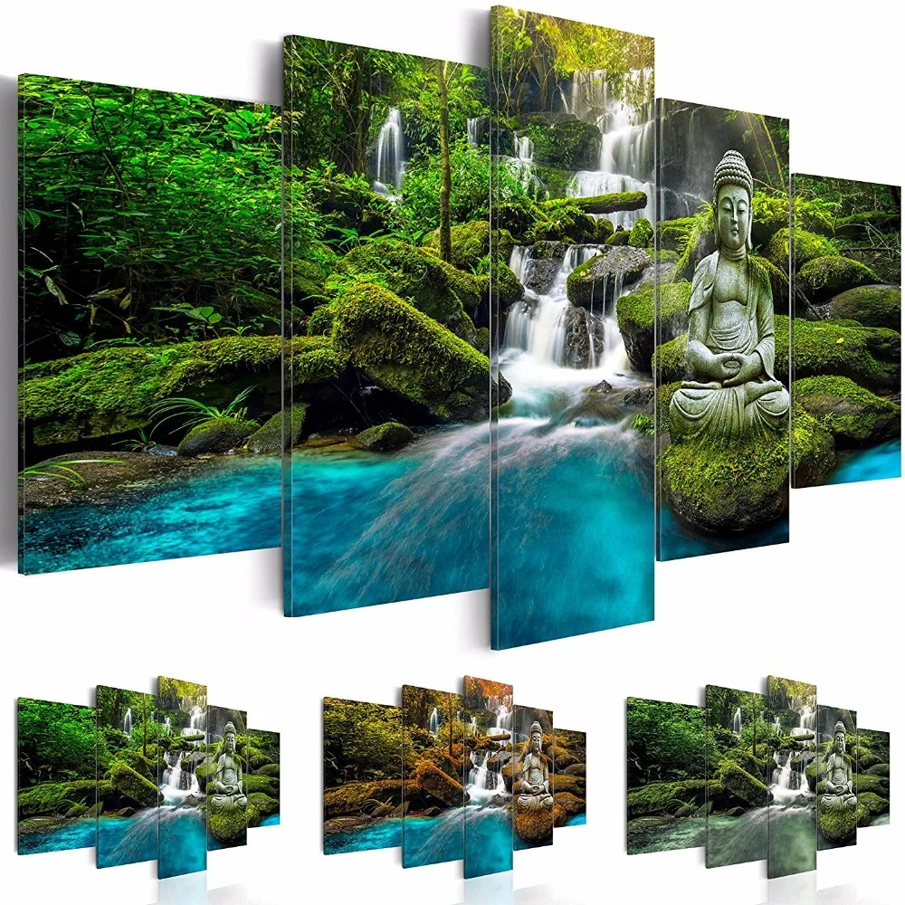 Canvas Wall Art Pictures For Living Room 5 Pieces Buddha Statue Painting Modular Prints Waterfull Green Nature Poster Home Decor
Canvas Wall Art Pictures For Living Room 5 Pieces Buddha Statue Painting Modular Prints Waterfull Green Nature Poster Home Decor