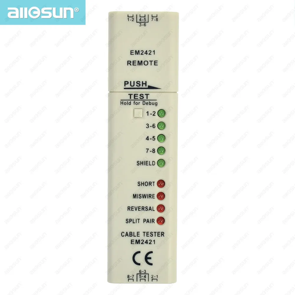 all-sun EM2421 Pocket size hand-held cable tester with the function of test UTP and shield detection and cable'sshield integrity
all-sun EM2421 Pocket size hand-held cable tester with the function of test UTP and shield detection and cable'sshield integrity