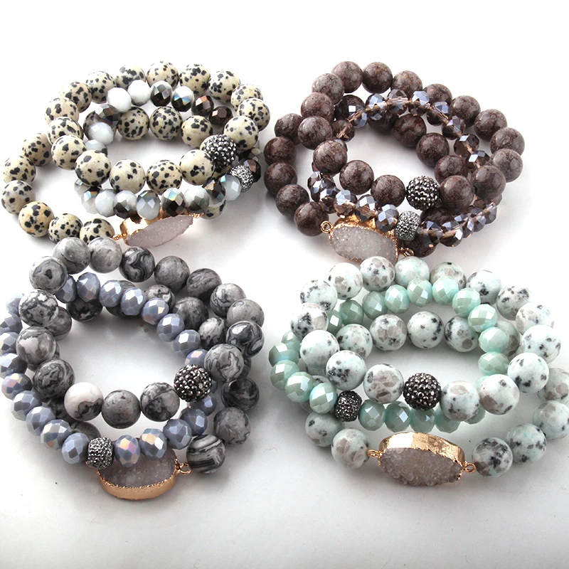 Fashion Beautiful 3pc set Stone Bracelet Sets 12mm Natural Stone White Druzy Link & Glass Crystal Pave Bracelets
Fashion Beautiful 3pc set Stone Bracelet Sets 12mm Natural Stone White Druzy Link & Glass Crystal Pave Bracelets