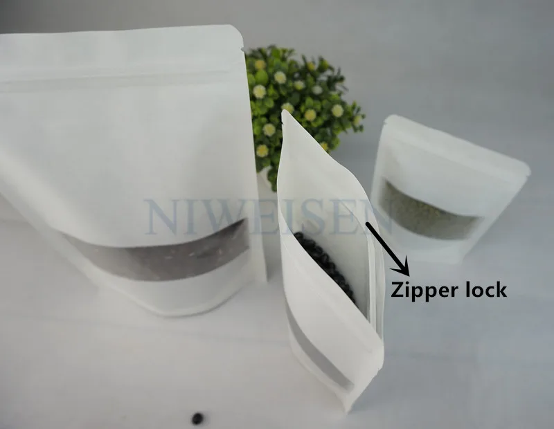 100pcs 9x13cm White Stand up Zip Lock Paper Pouch with matte Clear window, Kraft Paper bag Grip seal food gift sack reclosable
100pcs 9x13cm White Stand up Zip Lock Paper Pouch with matte Clear window, Kraft Paper bag Grip seal food gift sack reclosable