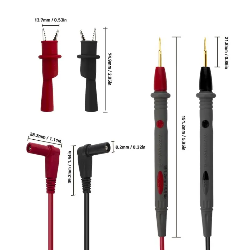 Universal Multimeter Test Leads with Alligator Chips Tester Needle Tip Lead Pen Cable 1000V 20A
Universal Multimeter Test Leads with Alligator Chips Tester Needle Tip Lead Pen Cable 1000V 20A