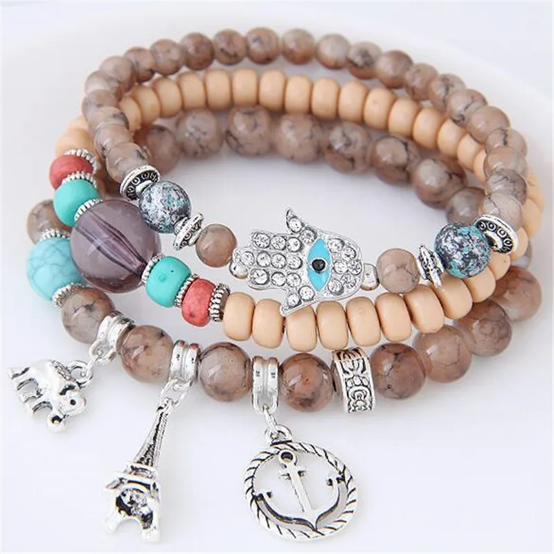 Hybzh Браслеты для Для женщин Многоэлементная сплава бисером Bijoux Femme Jewelry Прямая