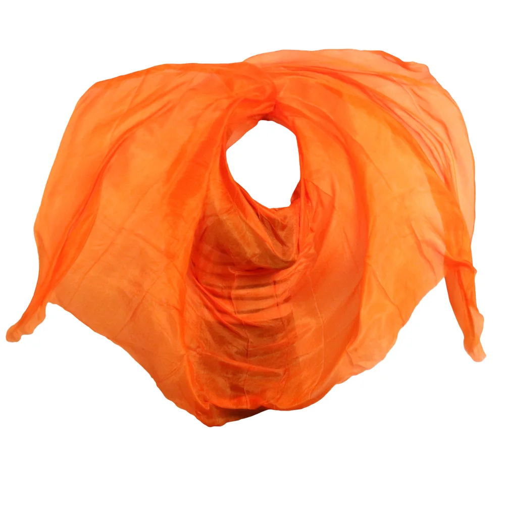 

100% Silk Belly Dance Veil Belly Dance Silk Shawl Scarf Orange Color Belly Dance Practice Performance Silk Veils 250/270*114 cm