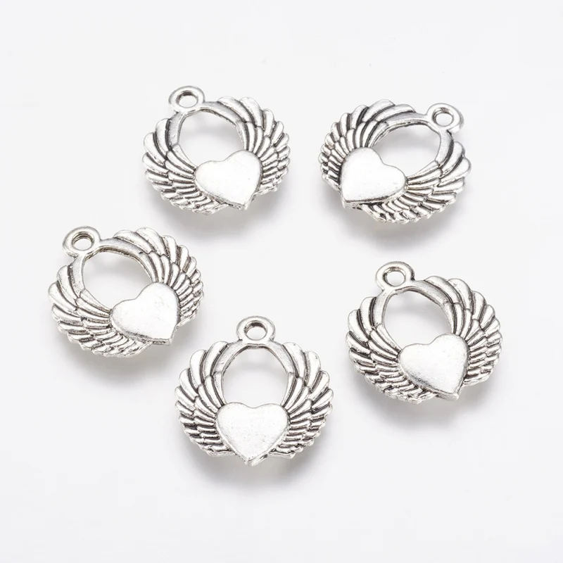 100pcs Alloy Wing with Heart Pendants for necklace jewelry making 21.5x19x3mm, Hole: 2mm F80
100pcs Alloy Wing with Heart Pendants for necklace jewelry making 21.5x19x3mm, Hole: 2mm F80