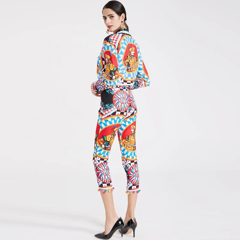 2019 fashion shirt Two Pieces Set Womens tops and Short blouses+Roman pattern print vintage Tassel Calf-Length Pants set
2019 fashion shirt Two Pieces Set Womens tops and Short blouses+Roman pattern print vintage Tassel Calf-Length Pants set