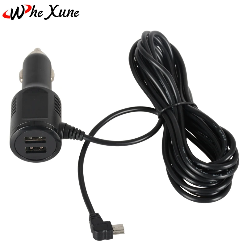 WHEXUNE 3 5 м линия Мини USB двойной порт автомобильное зарядное устройство адаптер 12В