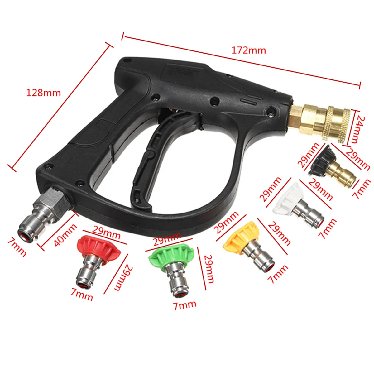 3000PSI High Pressure Washer Water Guns 1/4" 3/8" Quick Connect Adapter with 5 Nozzles Tip for Karcher Car Washer Foam Generator
3000PSI High Pressure Washer Water Guns 1/4" 3/8" Quick Connect Adapter with 5 Nozzles Tip for Karcher Car Washer Foam Generator