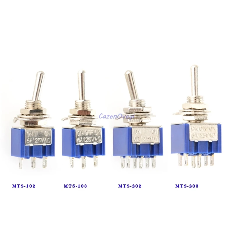 5 шт. / Лот MTS-102 MTS-103 MTS-202 MTS-203 6A 125V Mini 3 6PIN -OFF -OFF- тумблеры для переключения двигателей