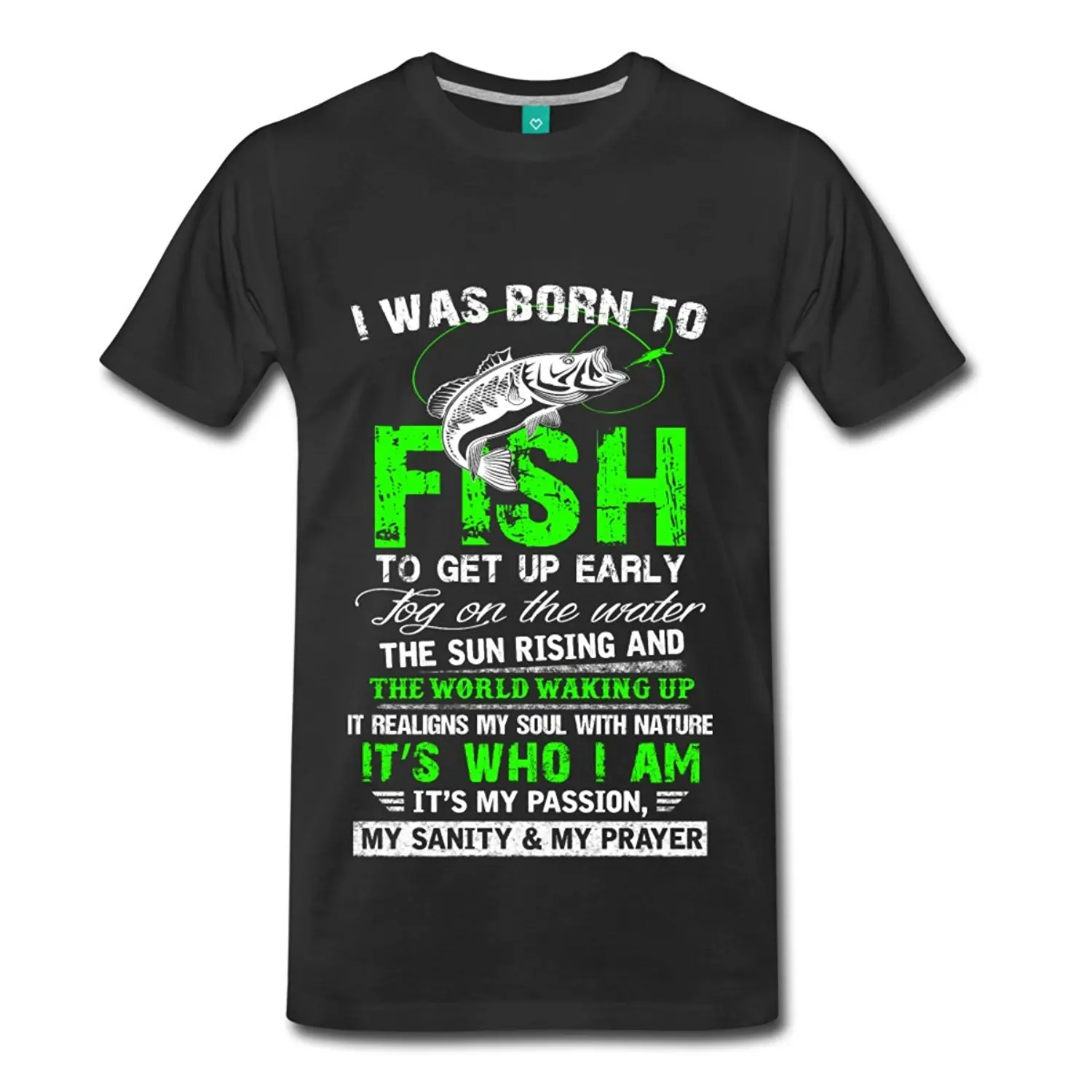 Мужская футболка премиум класса Born To Fish Повседневная с коротким рукавом 100%