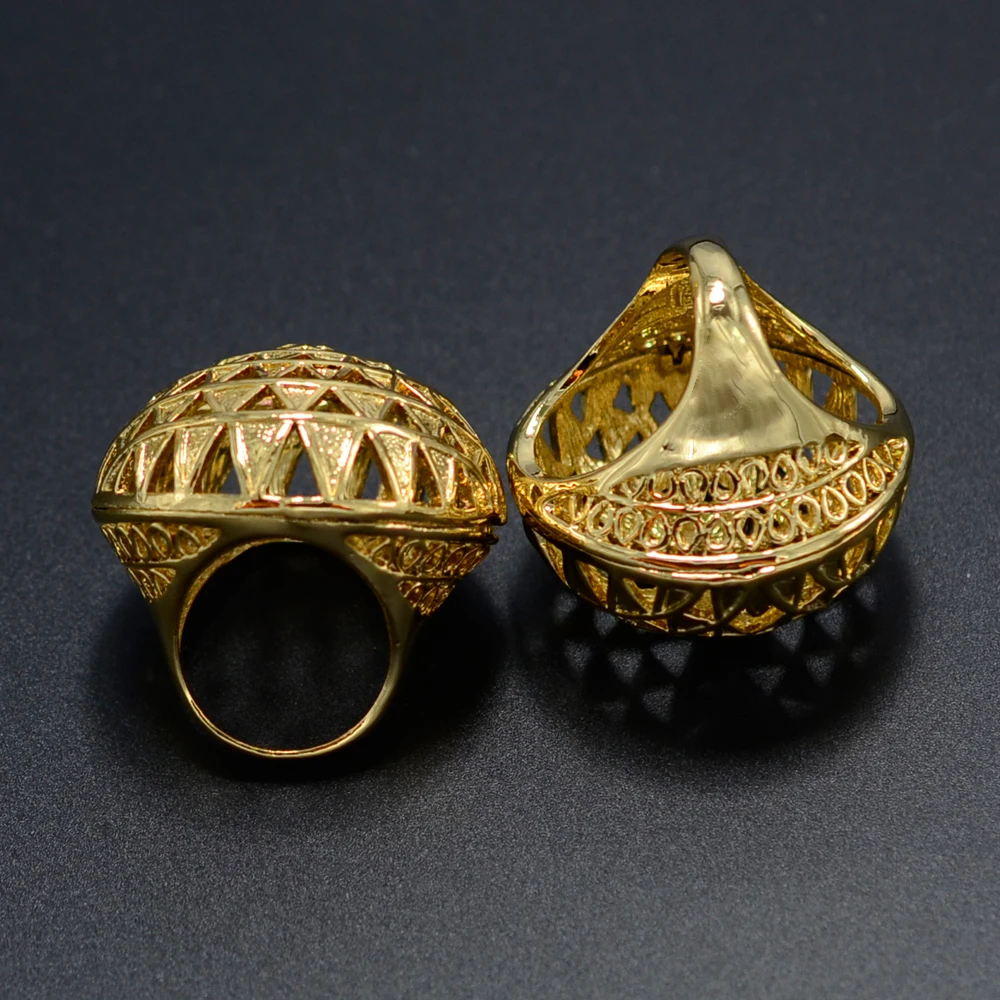 Anniyo (одна штука) Африканское большое эфиопское кольцо для женщин золотого цвета
