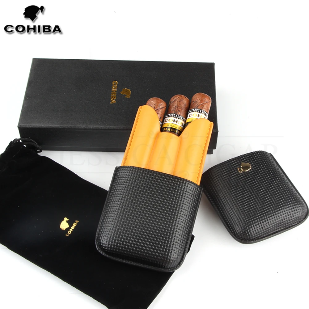 COHIBA Cigar Leather Case Portable Travel Cigar Humidor Puros Outdoor Sigar Case Box For 3 Cigars Holder Tubes W/ Gift Box
COHIBA Cigar Leather Case Portable Travel Cigar Humidor Puros Outdoor Sigar Case Box For 3 Cigars Holder Tubes W/ Gift Box