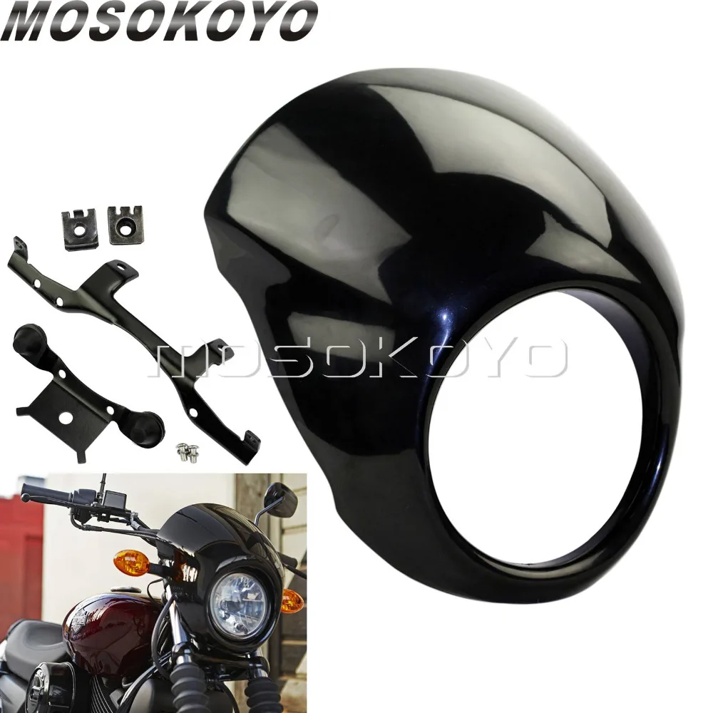 Глянцевый черный мотоцикл 5 75 "Cafe Racer фара обтекатель для Harley Street XG500 XG750 XG 500 750 2014