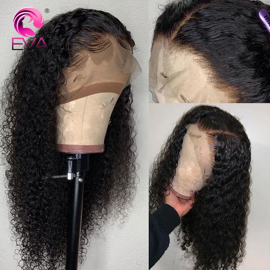 Эва волосы 180% плотность 360 кружева фронтальный парик предварительно сорвал с