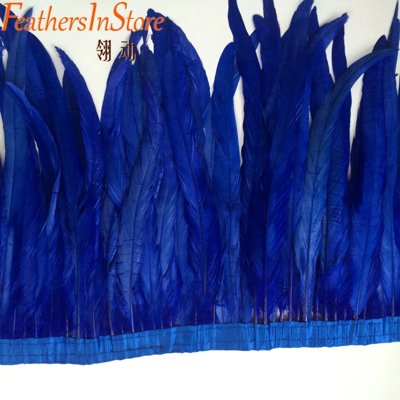 10 Yards Rooster Feather Trims 40-45cm width royal blue coque Feather strung Chicken Feather trimming rooster Tail Fringes
10 Yards Rooster Feather Trims 40-45cm width royal blue coque Feather strung Chicken Feather trimming rooster Tail Fringes