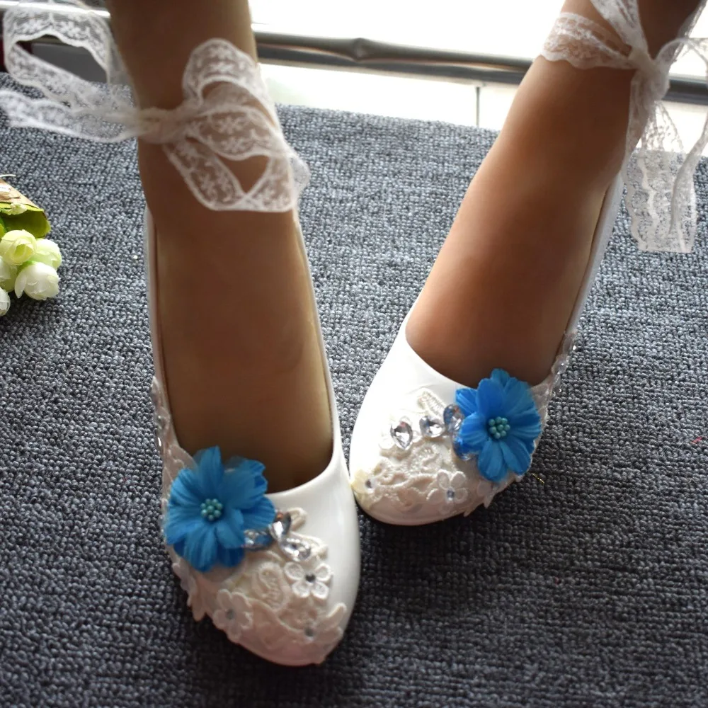 Handmade lace wedding pumps shoe with blue flower and lace ankle strap custom make different heels ladies party shoes NQ158
Handmade lace wedding pumps shoe with blue flower and lace ankle strap custom make different heels ladies party shoes NQ158
