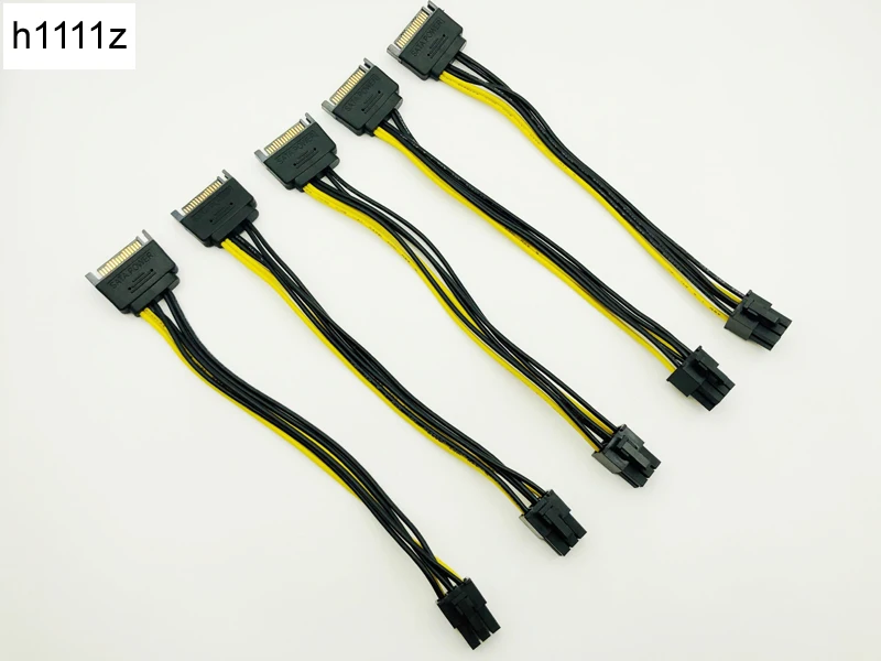 

5PCS 20CM SATA to 6pin Graphics Card Power Cable SATA 15pin to 6pin PCIe PCI-e PCI Express Adapter Power Supply for Miner Mining