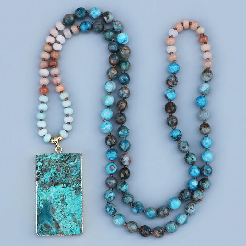Ожерелье EDOTHALIA с подвеской в виде морского камня Женское из голубого волшебного и