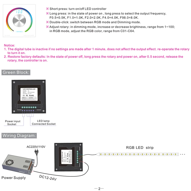 NEW CV RGB Rotary controller DC 12V 24V RGB panel controller RF Wall Mount Wireless remote control for 5050 3528 RGB Led Strip
NEW CV RGB Rotary controller DC 12V 24V RGB panel controller RF Wall Mount Wireless remote control for 5050 3528 RGB Led Strip