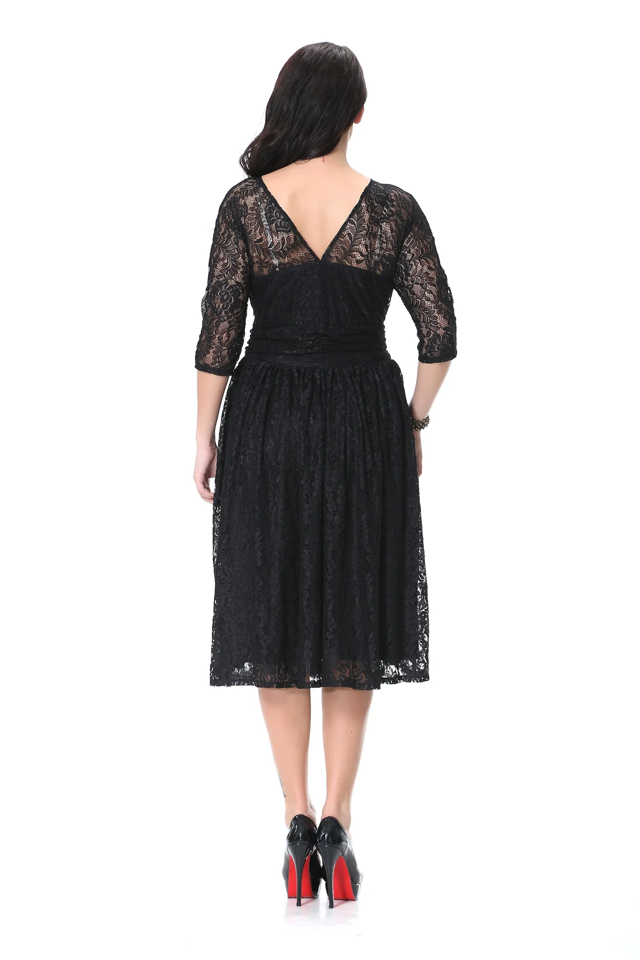 Europe and the United States in early spring new large swing puff sleeve lace dress
Europe and the United States in early spring new large swing puff sleeve lace dress