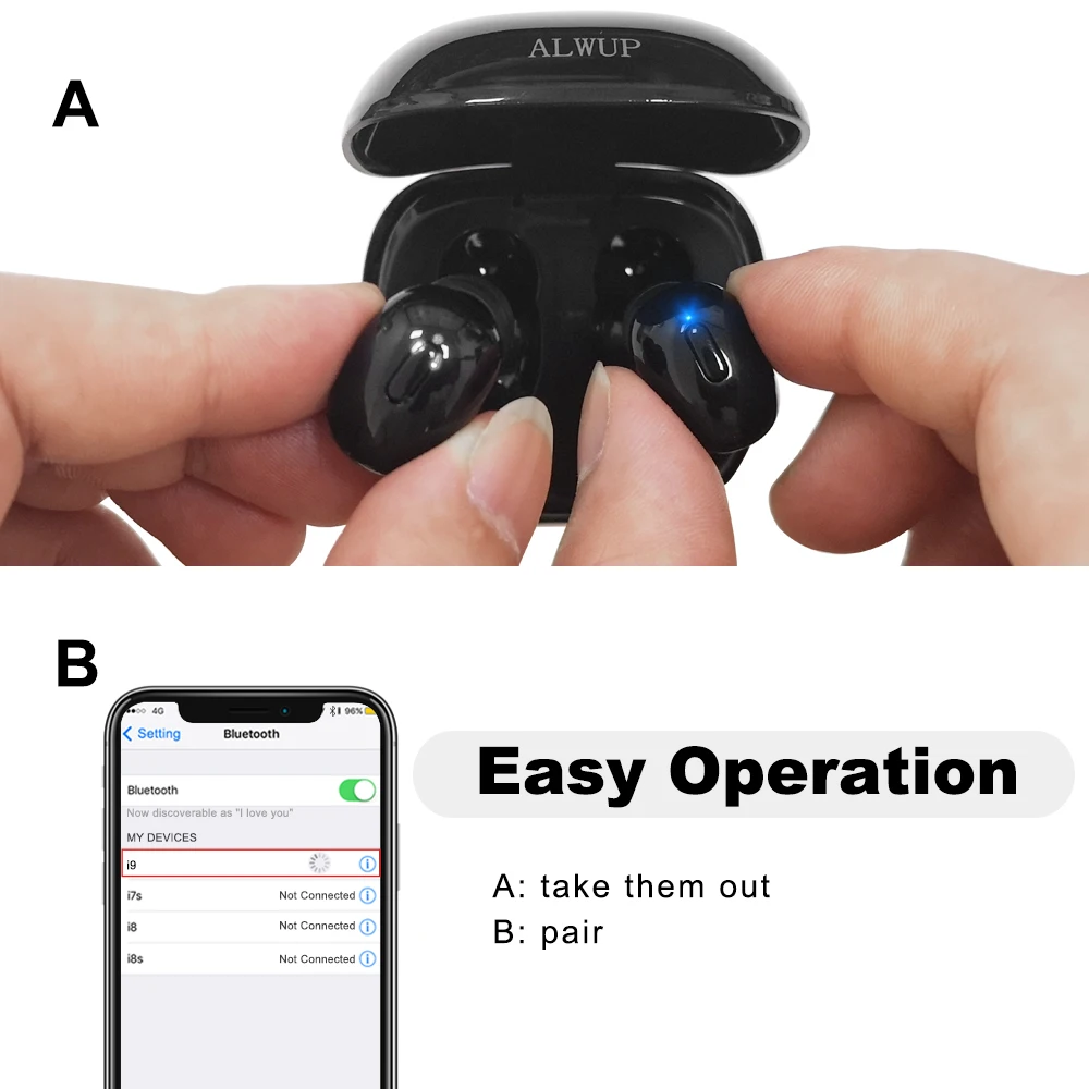 ALWUP i9 TWS Bluetooth 5 0 Беспроводные наушники с двойным микрофоном для телефона 3D стерео