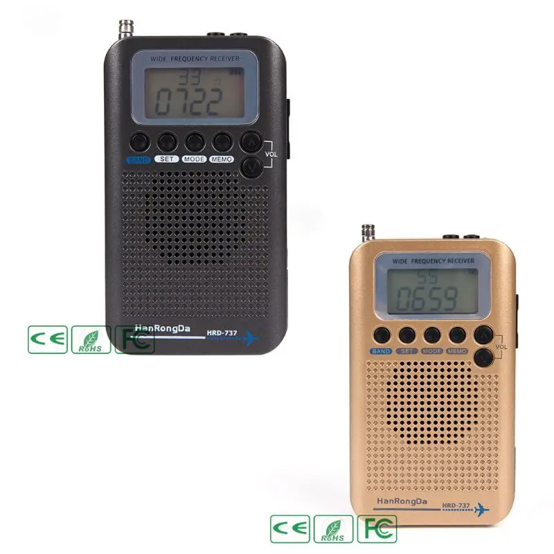 Цифровой радиоприемник с ЖК-дисплеем FM/AM/SW/CB/Air/VHF будильником переносной |