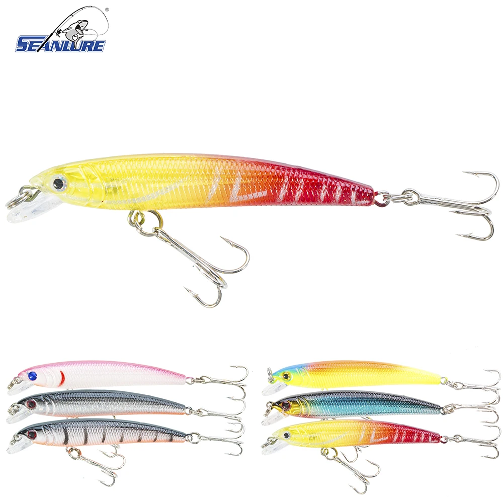 Seanlure Slender Body Lure 7.5cm 5.6g 1pcs/Pack Bionic 3D Eyes Minnow Plastic Treble Hooks Hard Bait Fishing | Спорт и развлечения