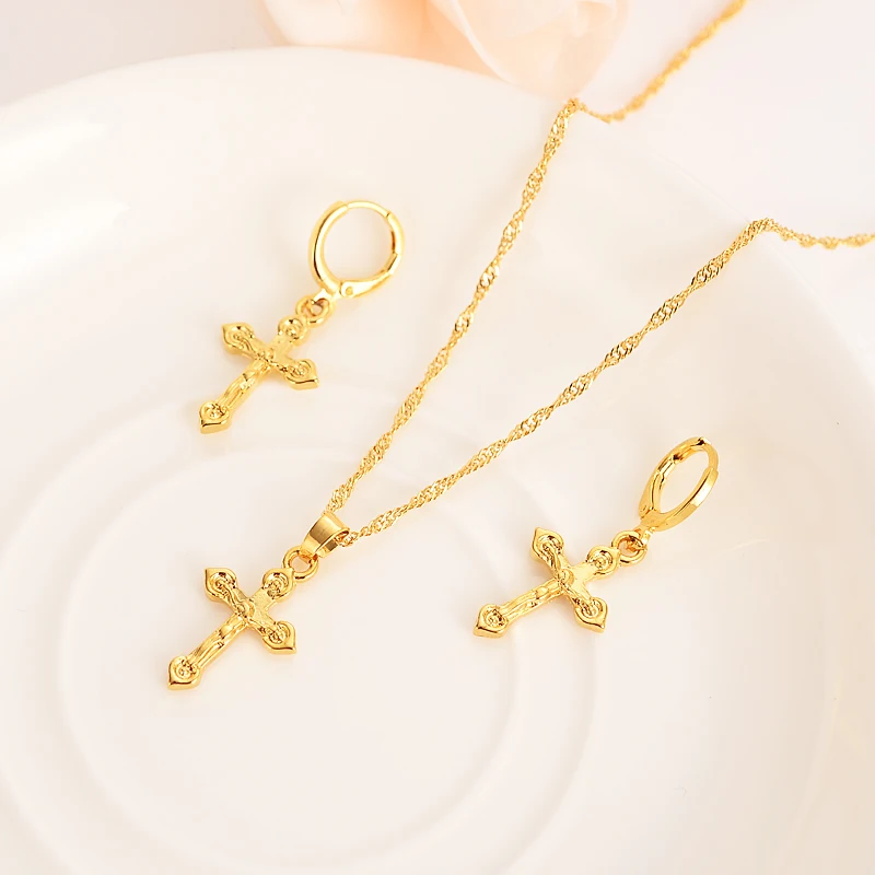 gold small cross Pendant Necklace chain Earrings sets Jewelry Gold Christian jewelry sets for women girl Best Jesus bridalGifts
gold small cross Pendant Necklace chain Earrings sets Jewelry Gold Christian jewelry sets for women girl Best Jesus bridalGifts
