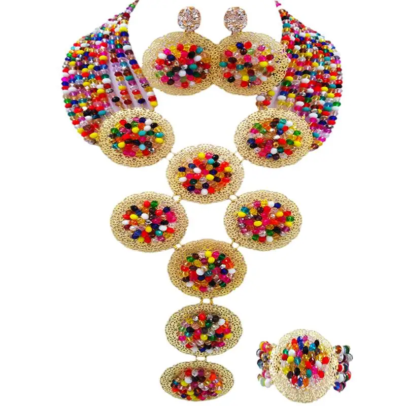 Handmade Multicolor Nigerian Wedding Beads Necklace Crystal Jewelry Sets 10C-9PH-21
Handmade Multicolor Nigerian Wedding Beads Necklace Crystal Jewelry Sets 10C-9PH-21