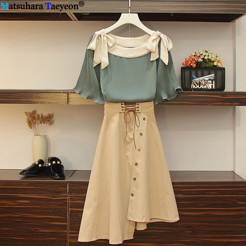 Skirt Set Women 2 Piece Set Women Chiffon Bowknot Top + Irregular Split Long Skirt 2019 New Two piece set
Skirt Set Women 2 Piece Set Women Chiffon Bowknot Top + Irregular Split Long Skirt 2019 New Two piece set