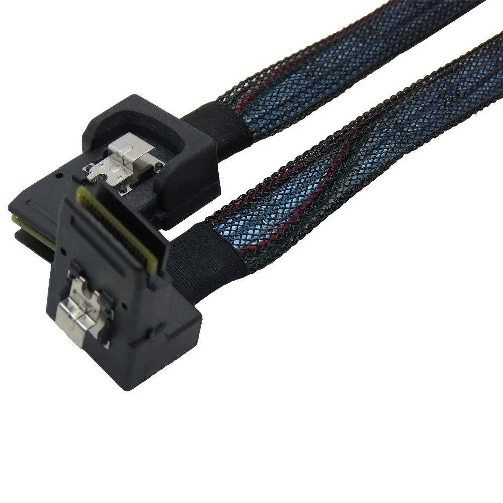 90 Degree SFF8087 Mini SAS 36 Pin to Mini SAS 36 Pin Black Weave Blue Core Data Cable 100CM
90 Degree SFF8087 Mini SAS 36 Pin to Mini SAS 36 Pin Black Weave Blue Core Data Cable 100CM