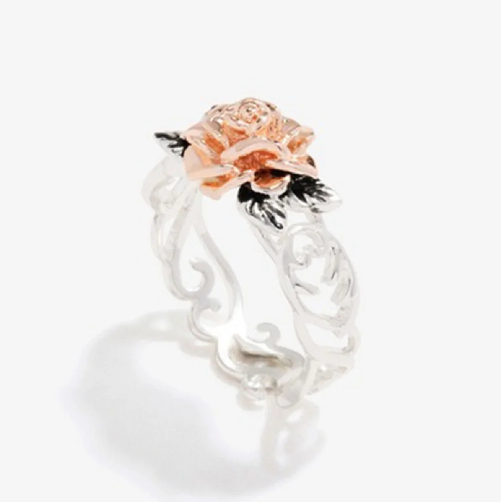 Изысканное двухцветное цветочное кольцо с розовым золотом ювелирные изделия
