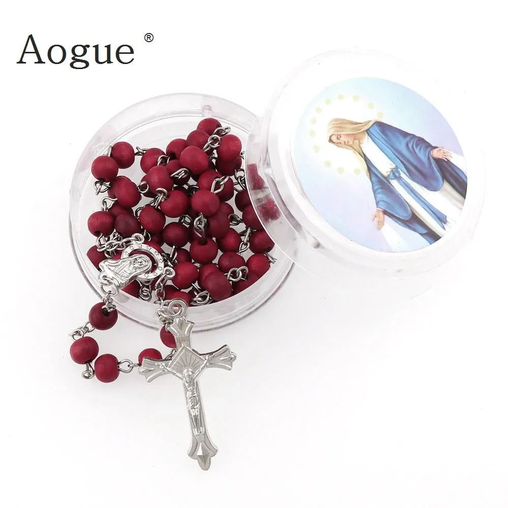 Classic 6mm Rose Wooden Bead Holy Rosary Necklace With Silver Cross Maria Pattern Rosary Pendant For Women Fashion Jewelry
Classic 6mm Rose Wooden Bead Holy Rosary Necklace With Silver Cross Maria Pattern Rosary Pendant For Women Fashion Jewelry