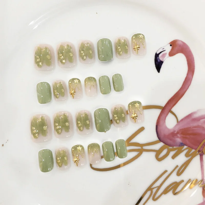 24pcs Girls Japanese Fresh Style Fake Nail Green Armor Short Waterproof False Nails Summer Fashion Nail Art Tips with Glue
24pcs Girls Japanese Fresh Style Fake Nail Green Armor Short Waterproof False Nails Summer Fashion Nail Art Tips with Glue