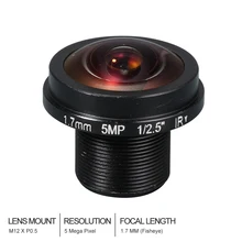 HD Объектив Fisheye для ip камер видеонаблюдения 5 МП 1 7 мм M12 * 0 1/2 F2.0