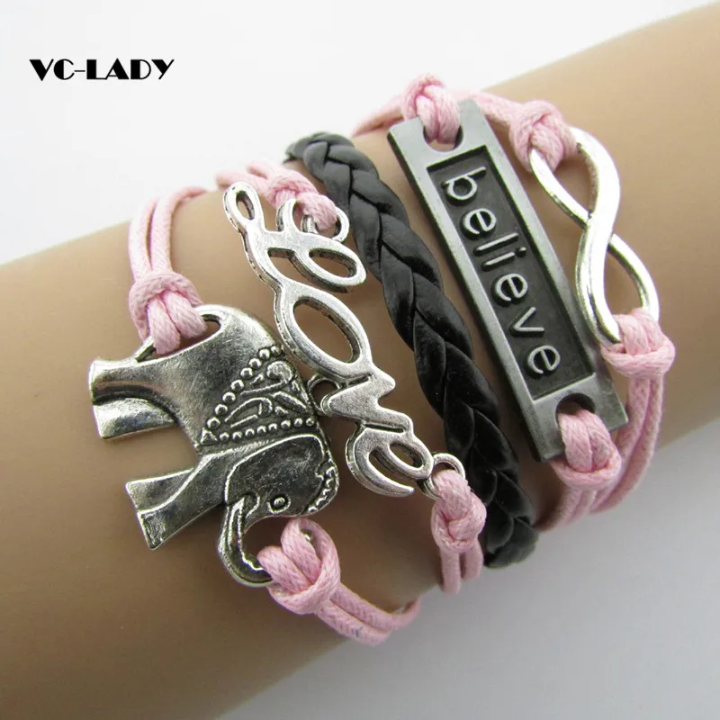 Модные браслеты i Believe The Word Elephant Love Wax Line амулетные женские Украшения|charm bracelet|bracelet
