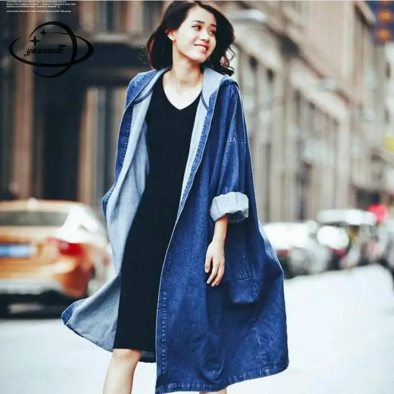 Yauamdb Women Trench Spring Autumn Free Size Ladies Jeans Coat Female Hooded Solid Loose Pockets Outerwear Long Windbreake Ly54
Yauamdb Women Trench Spring Autumn Free Size Ladies Jeans Coat Female Hooded Solid Loose Pockets Outerwear Long Windbreake Ly54