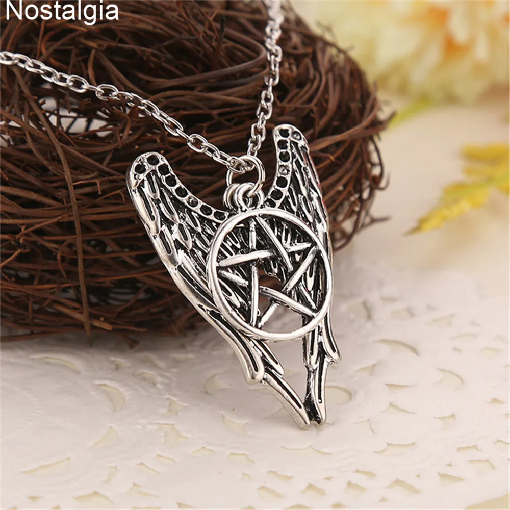 Ностальгия Wicca 2 подвески пентаграмма и крыло сверхъестественные ангельские